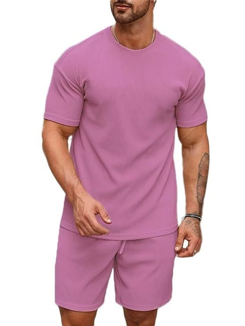 Solid Co-ord Set for Men's (Round Neck Tshirt with Matching shorts)